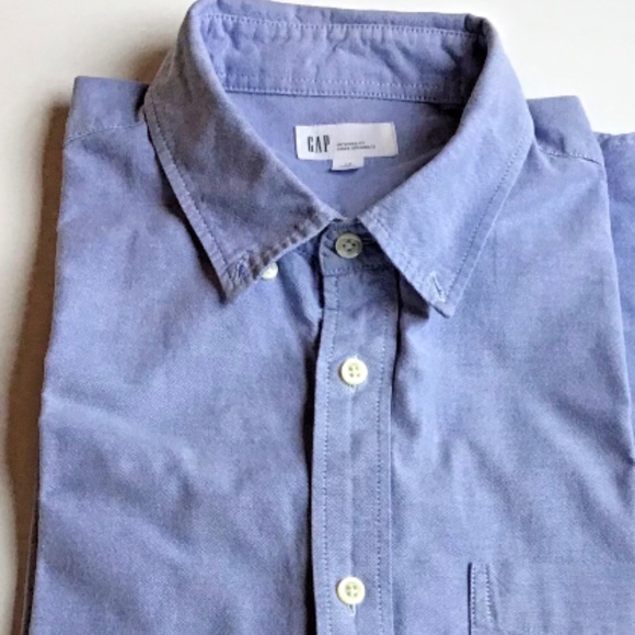 GAP Oxford light blue 100 % cotton button front shirt Sz L - Picture 10 of 10